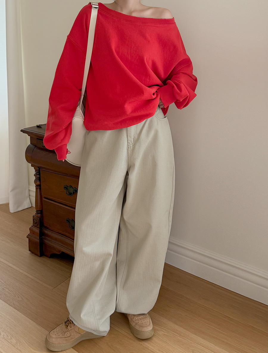 ハーフェントスタイルワイドロングデニム