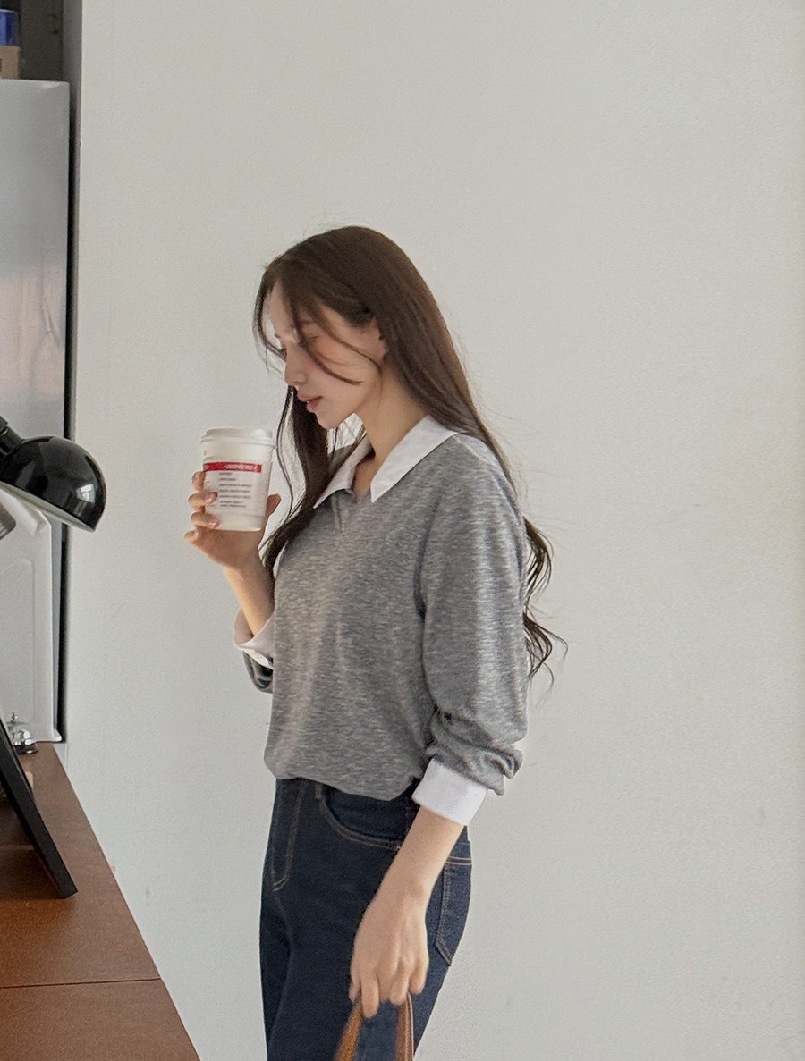 ペブエン配色 カラーニットティーシャツ