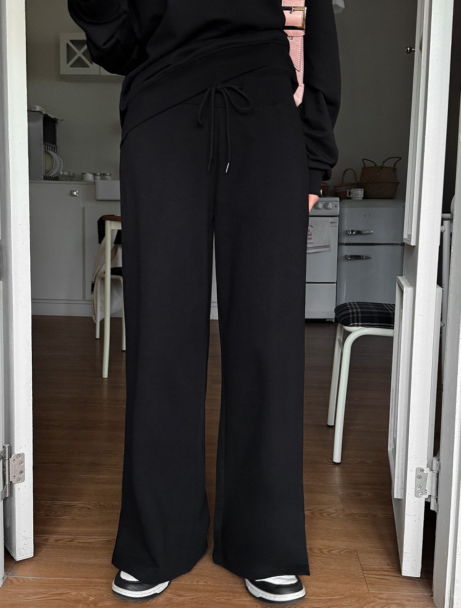 トベア ジュリー ストレート トリム ウエストバンドパンツ
