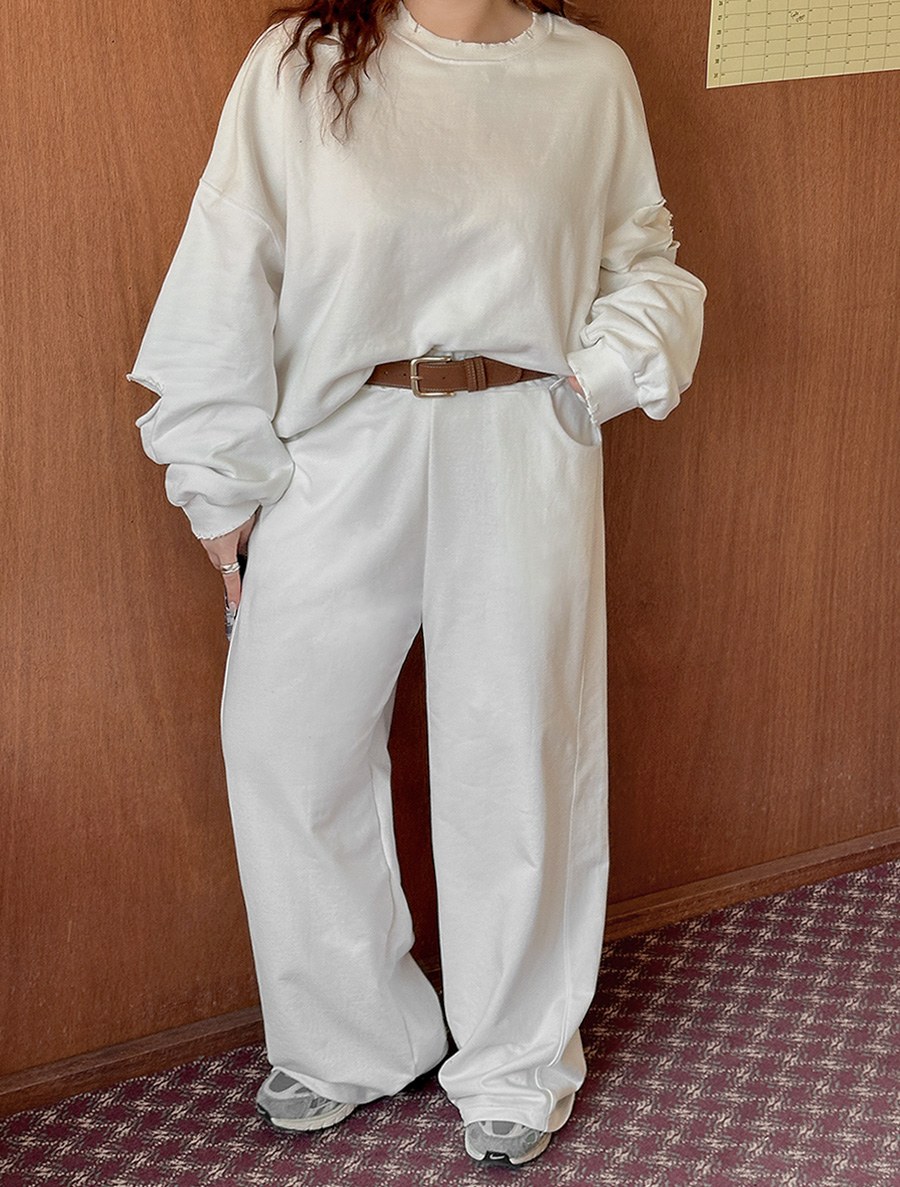 ビアデン切開ワイドロングウエストバンドパンツ
