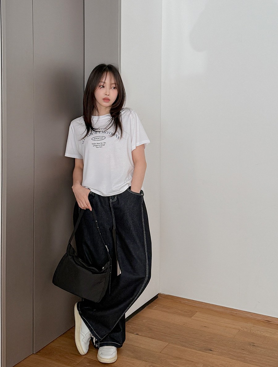 レンティハ切開ワイドロングデニムパンツ