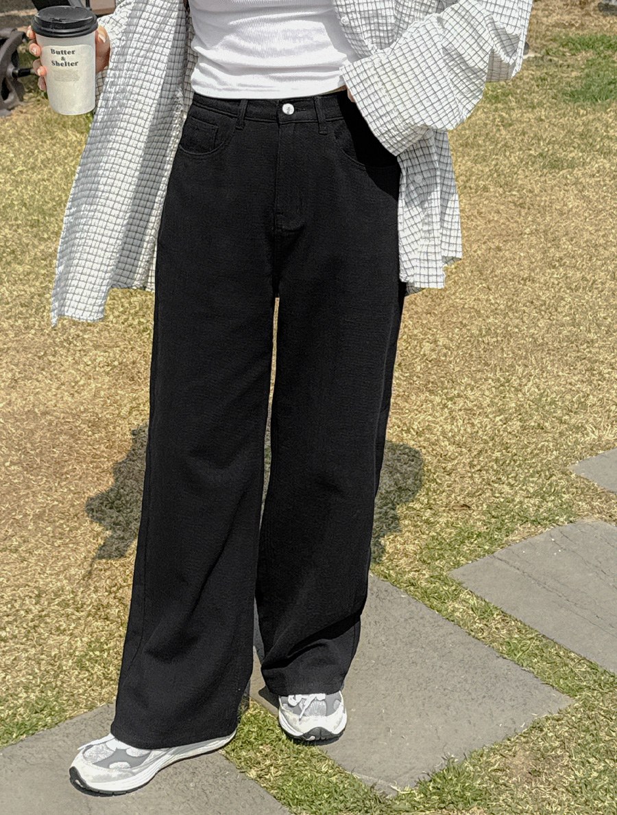 [日常パンツ]ルネフリネンライクワイドパンツ