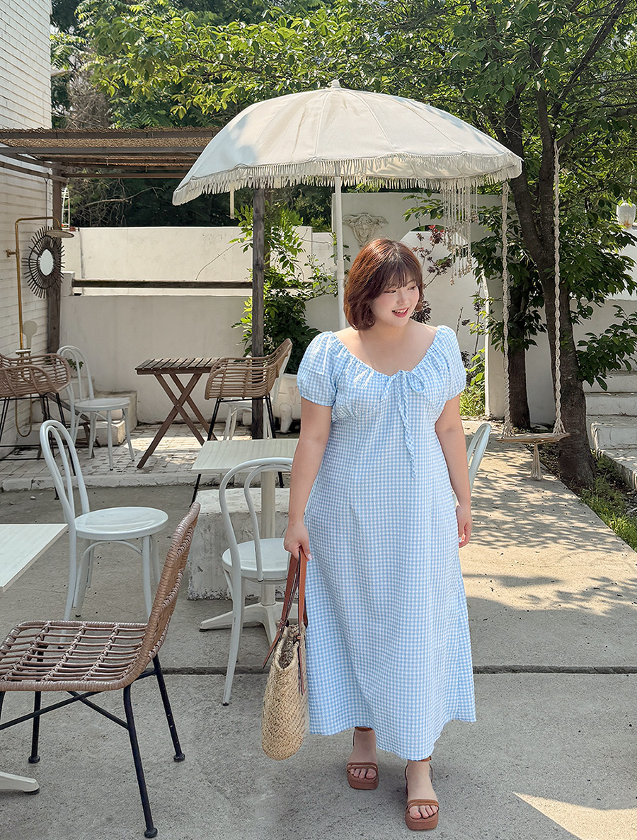 ビューエンツ エンボチェック ロングワンピース