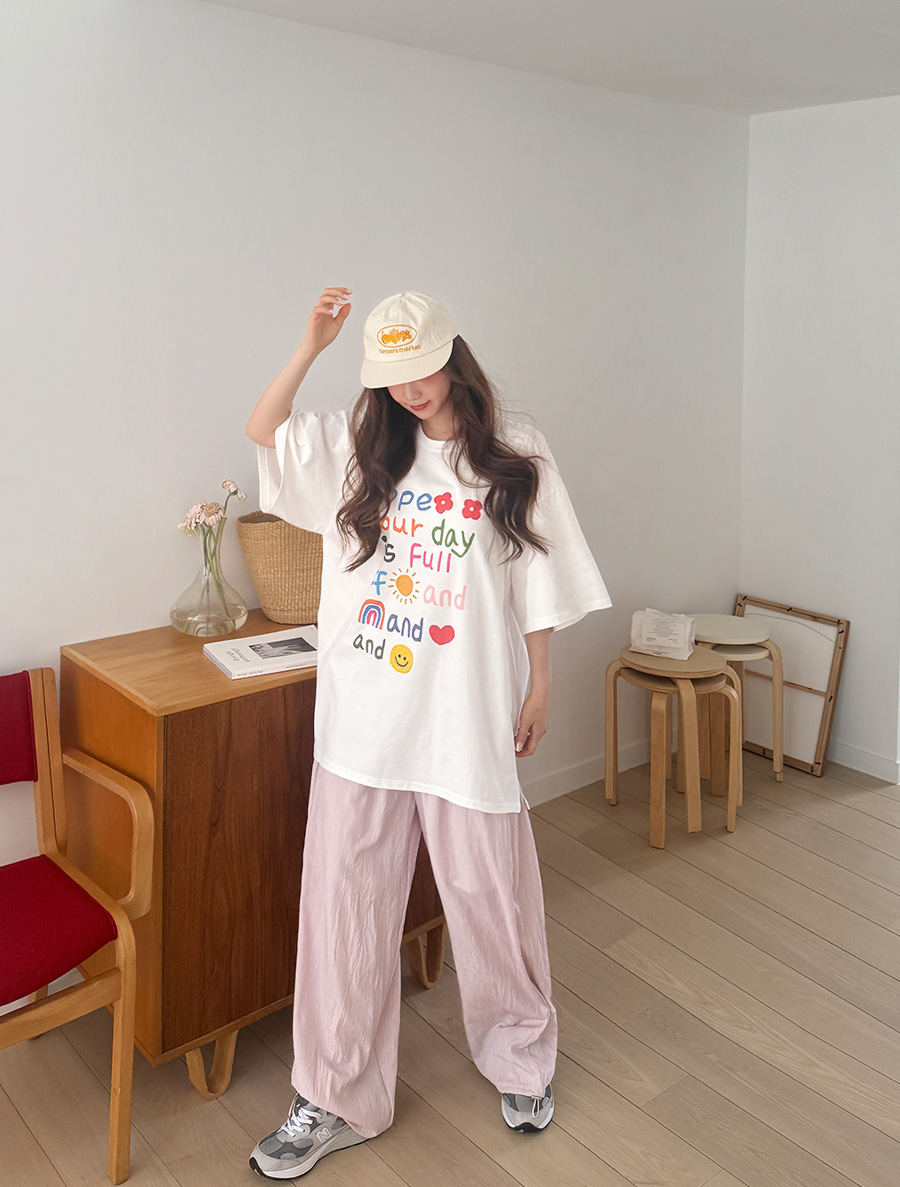 エンクヒューナイロンストリングロングウエストバンドパンツ