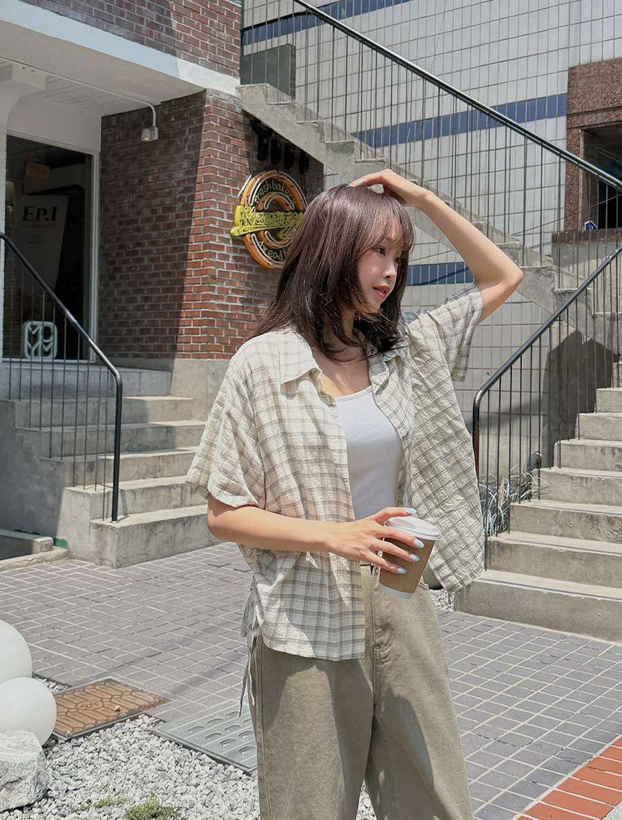 ニューディックチェックリボンシャーリングシャツ