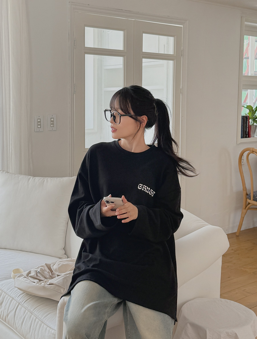 [EVELLET]オーテープリンティング トイムロングTシャツ
