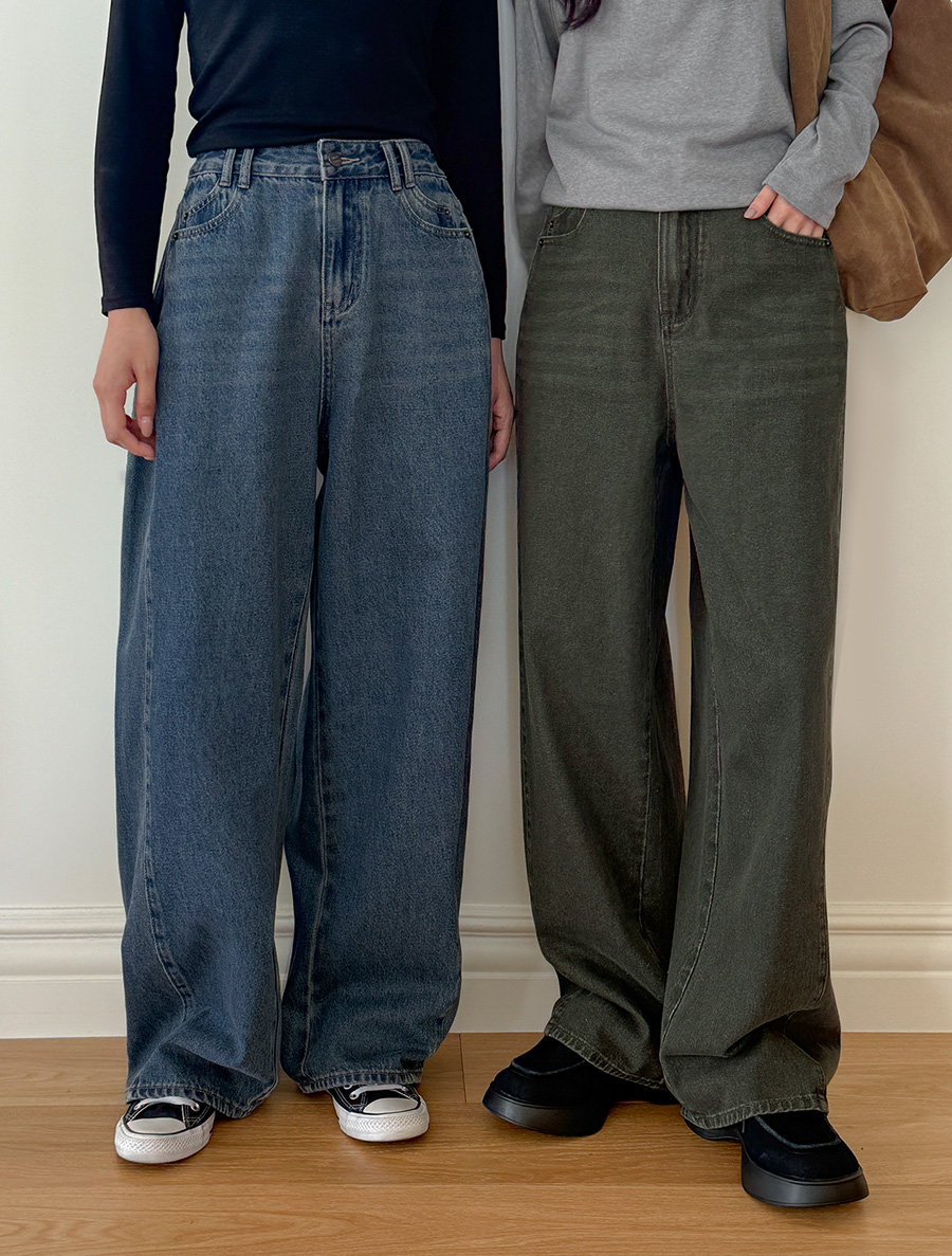 [日常パンツ]フルメイあごしわワイドデニム
