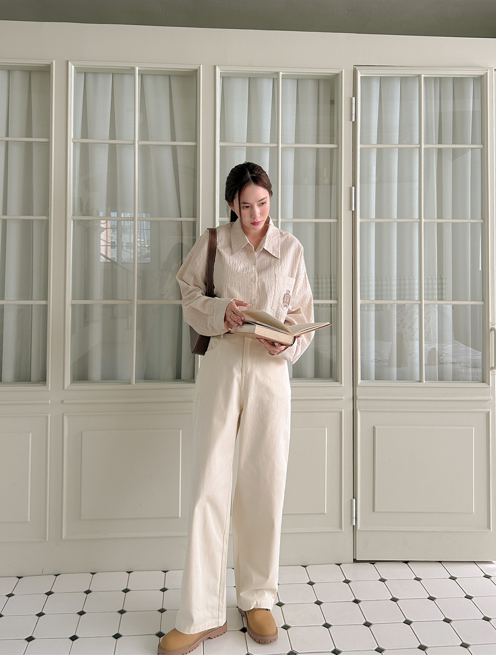 [EVELLET]ベニミューリアバンディングワイドパンツ