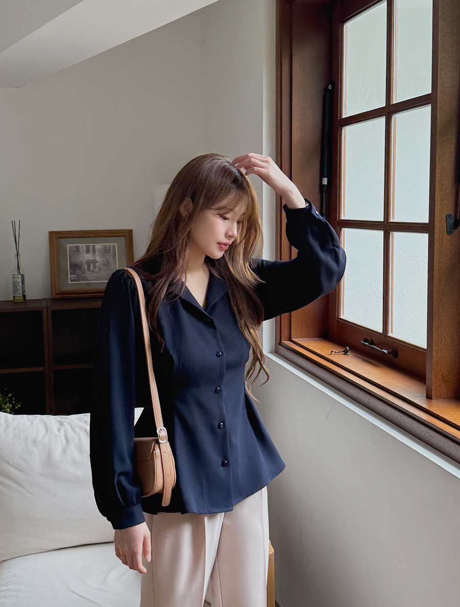 フューブエンペプラムボタンブラウス