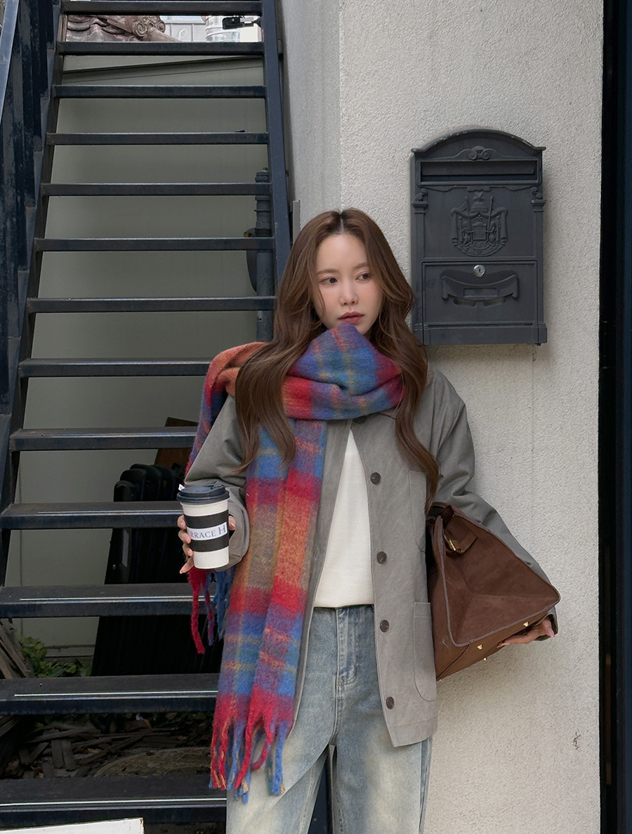 トベニューウールチェックマフラー