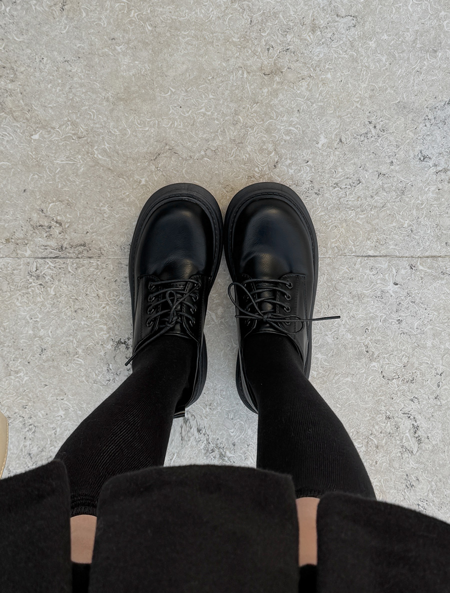 プヘルレザープラットフォームソールローファー（4cm）