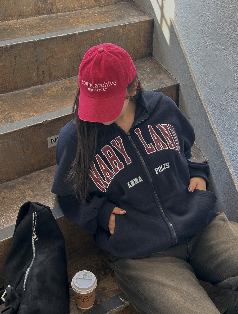 レンクオフリースレタリングフードジップアップ