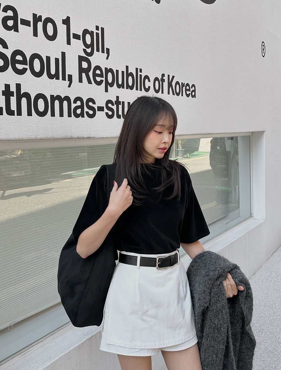 エルワン ベルベット モックネックティーシャツ