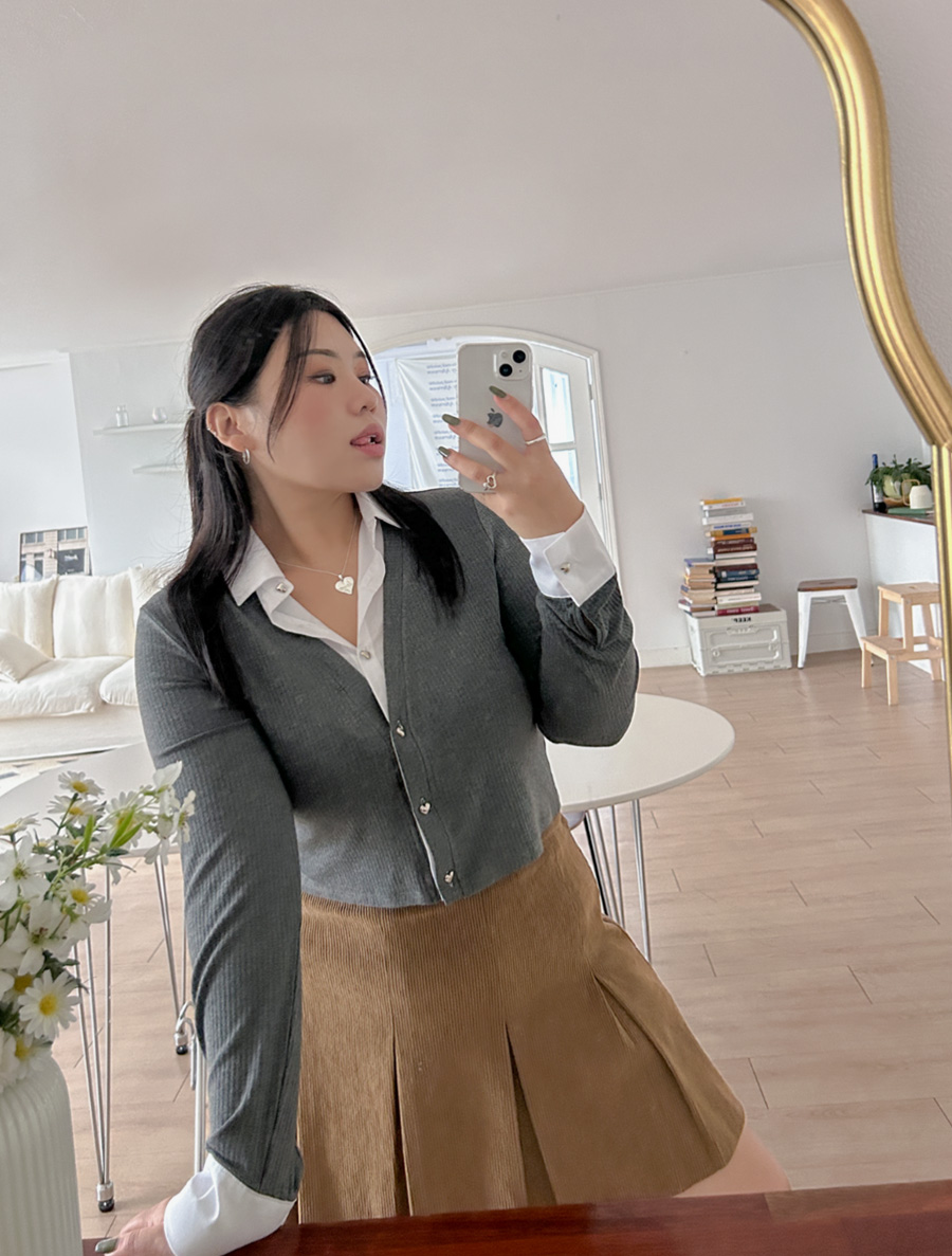 [EVELLET]プルアイゴルジ配色シャツ