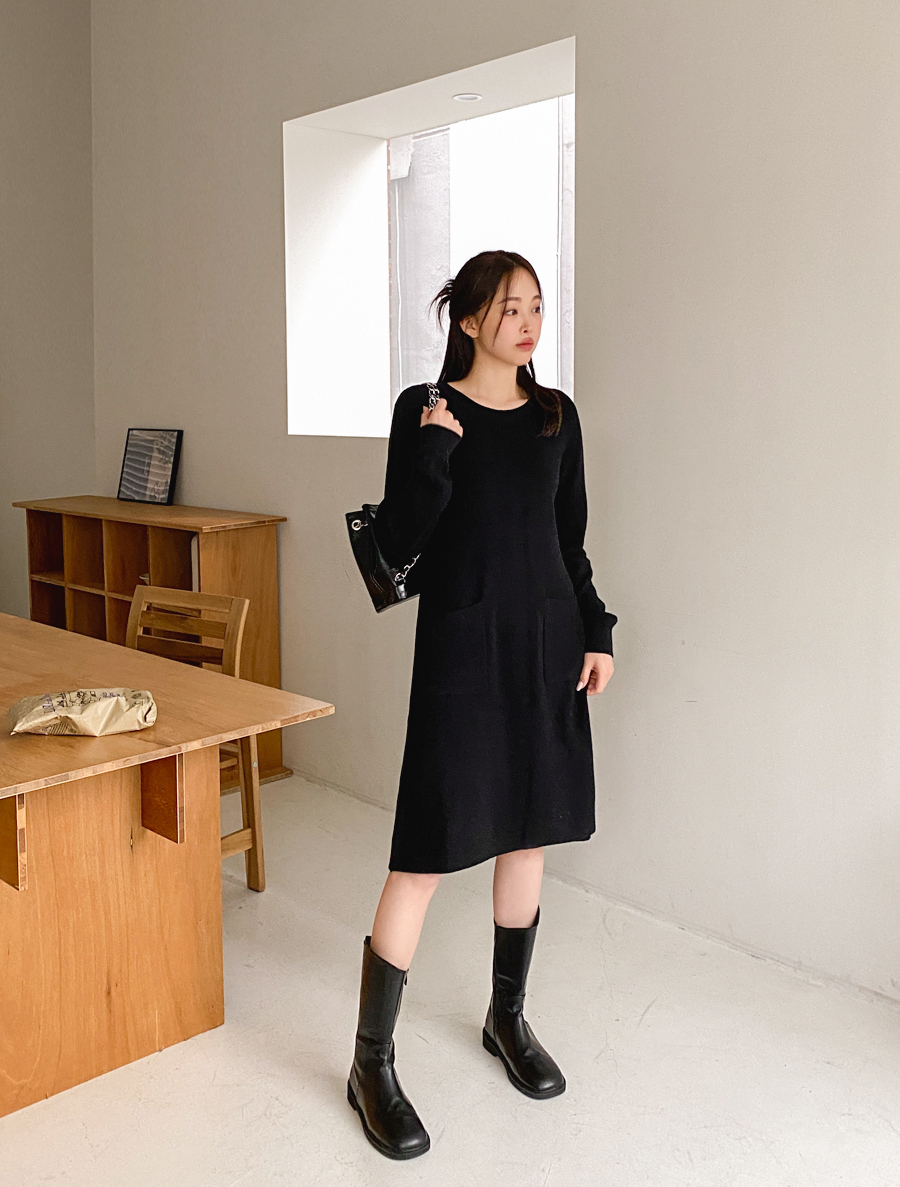 [EVELLET]ラミューチンポケットニットワンピース