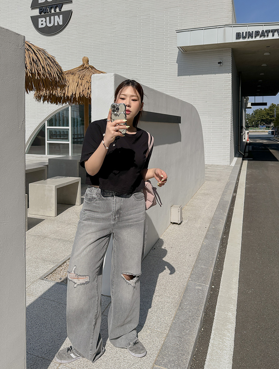 チャレーンの長さ別ビンテージウォッシングデニムパンツ