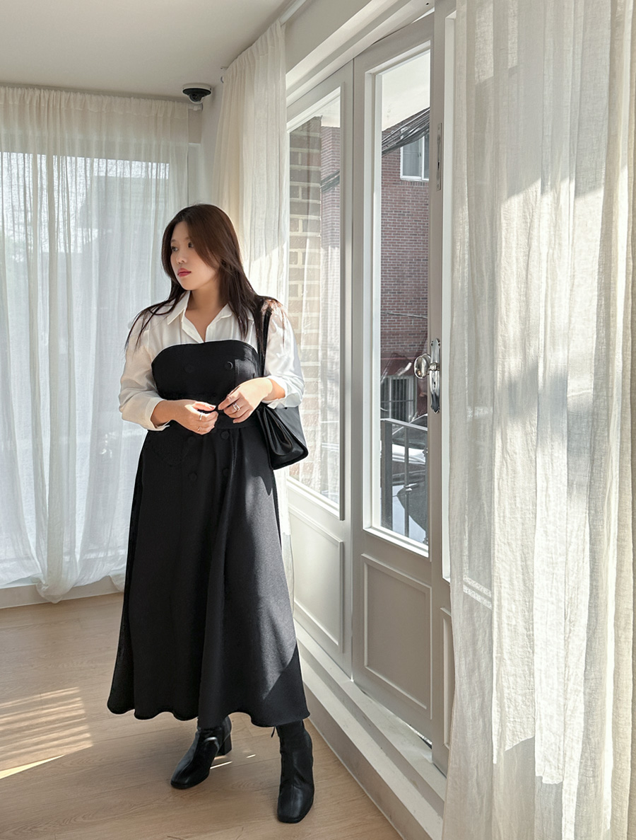 トアベン配色ベルトSET ロングワンピース