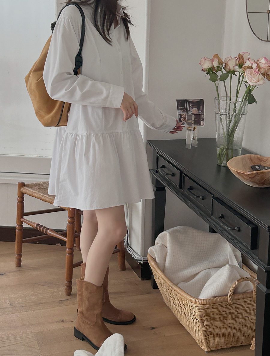 アエンフピッチ起毛シャーリングワンピース