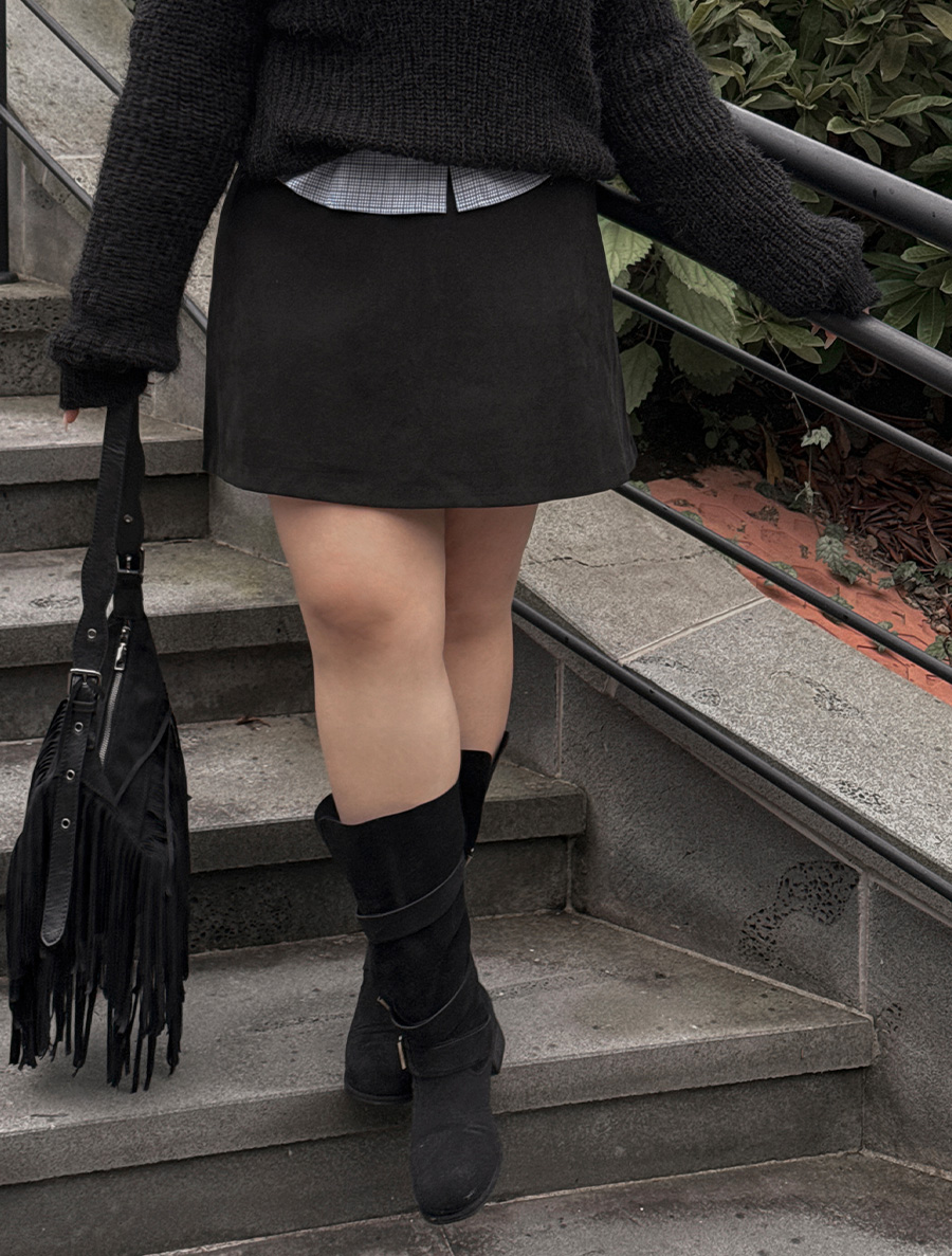 妙見伝ピッチ起毛Aラインパンツスカート