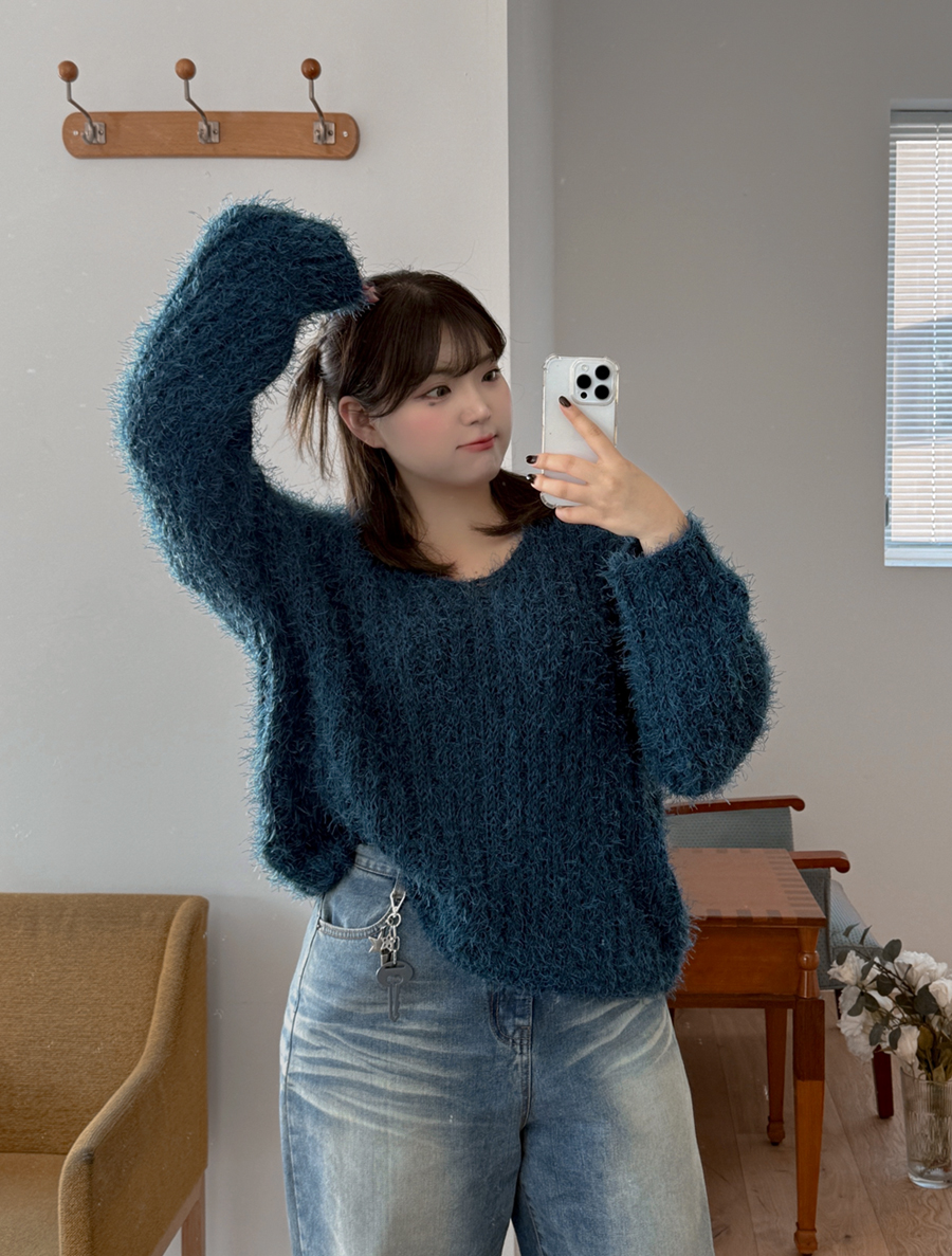 ピューレン松葉Vネックニット