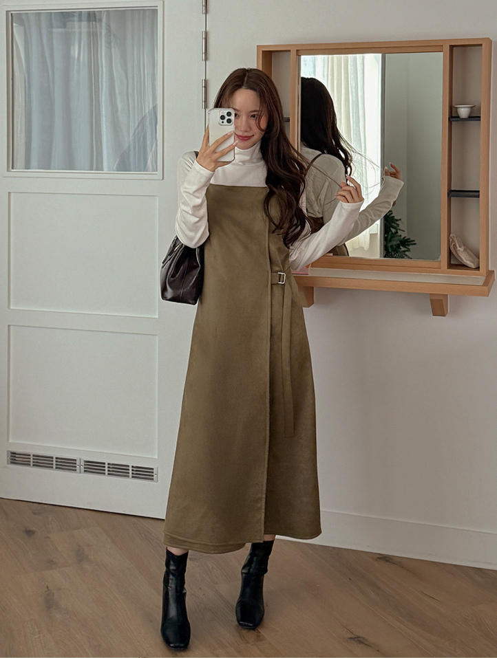 ベンニューピースエードラップビスティエロングワンピース