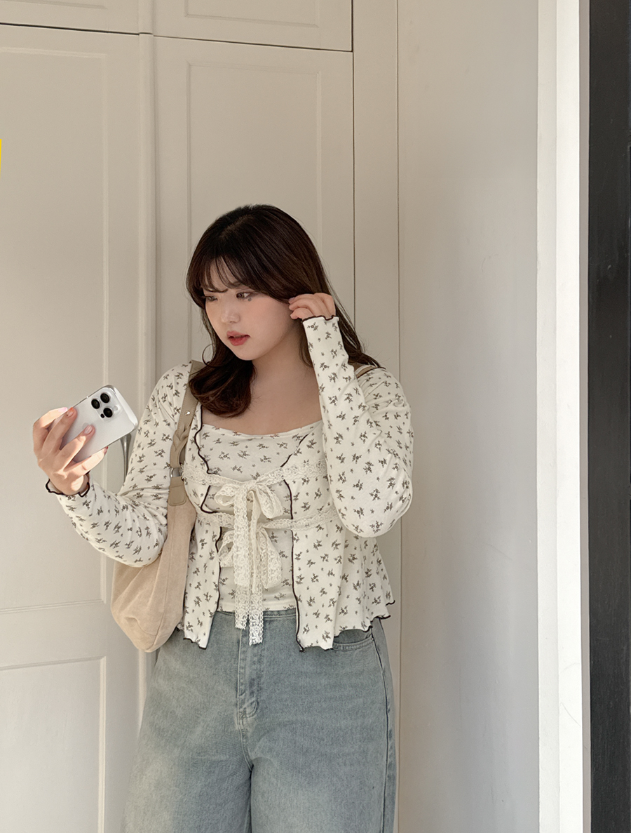 フレンビーフラワークロップド紐スリブリス