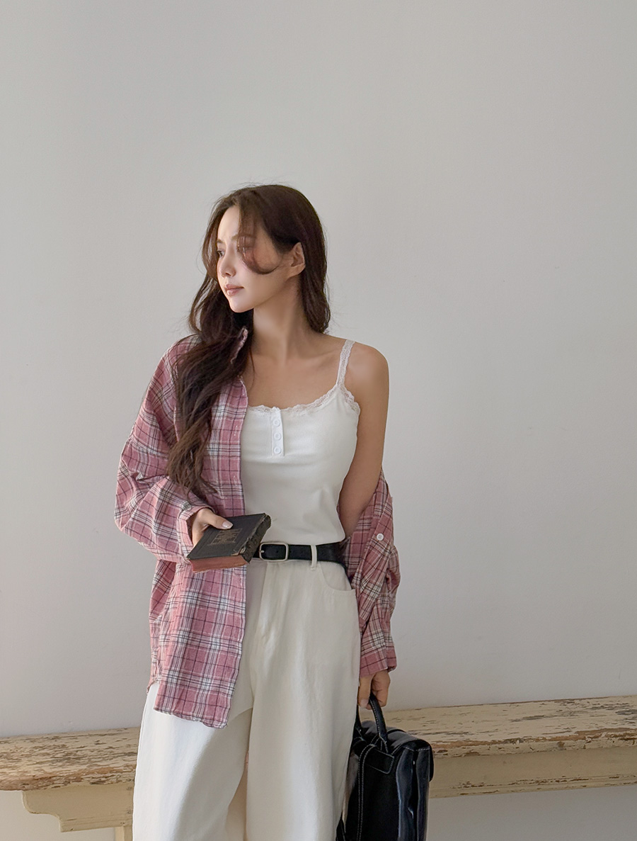 テンズハチェックアンバランスシャツ