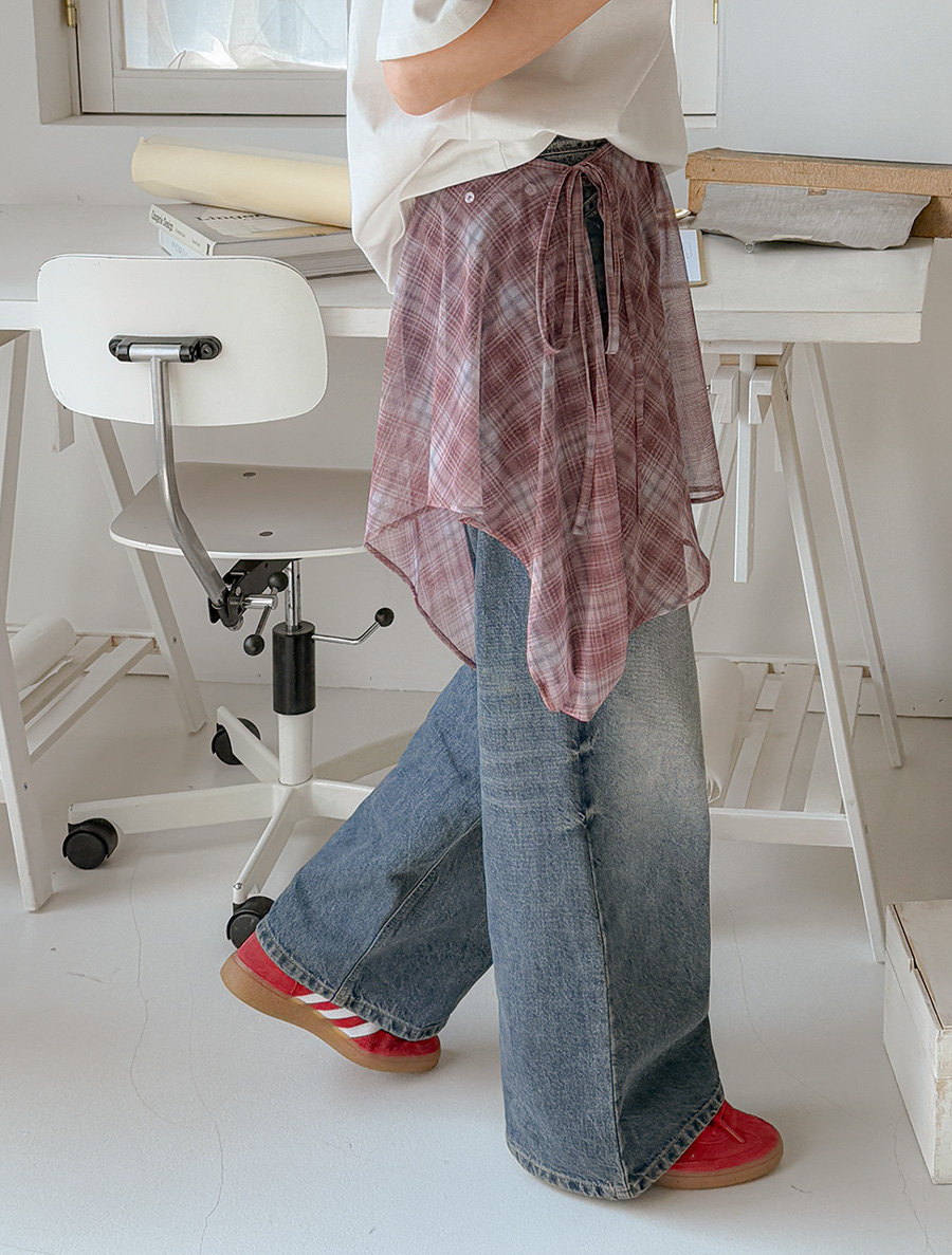 ミョリンプ チェック レイヤード ラップスカート