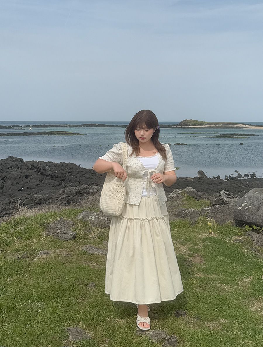 オンムリンフリンジシャーリングコットンスカート