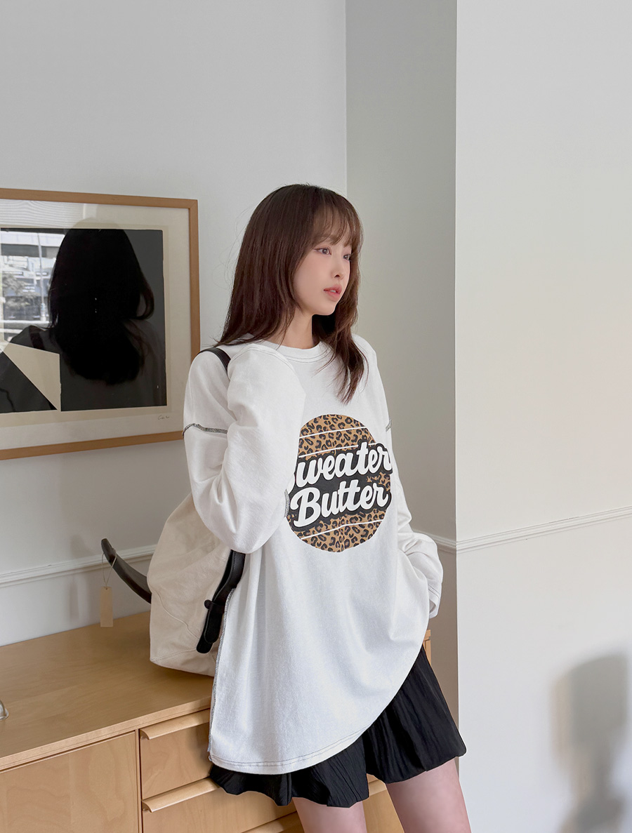 センダールステッチ プリンティング ロングティーシャツ