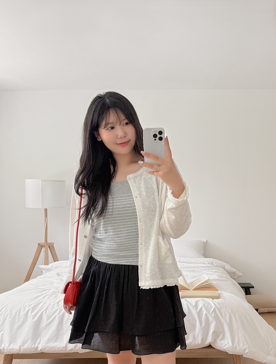 バネコフリルポケットカーディガン