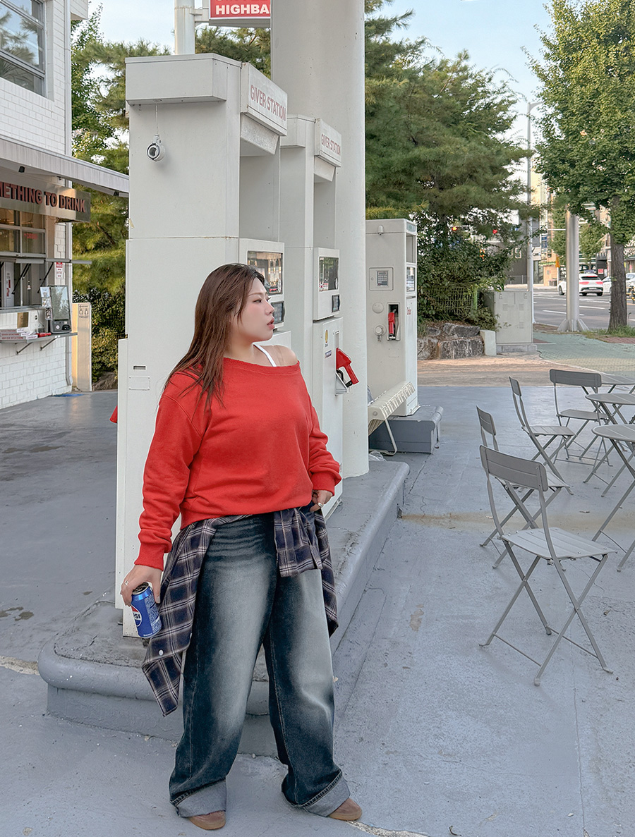 ニオンビュー ウォッシング ワイド ロングデニム