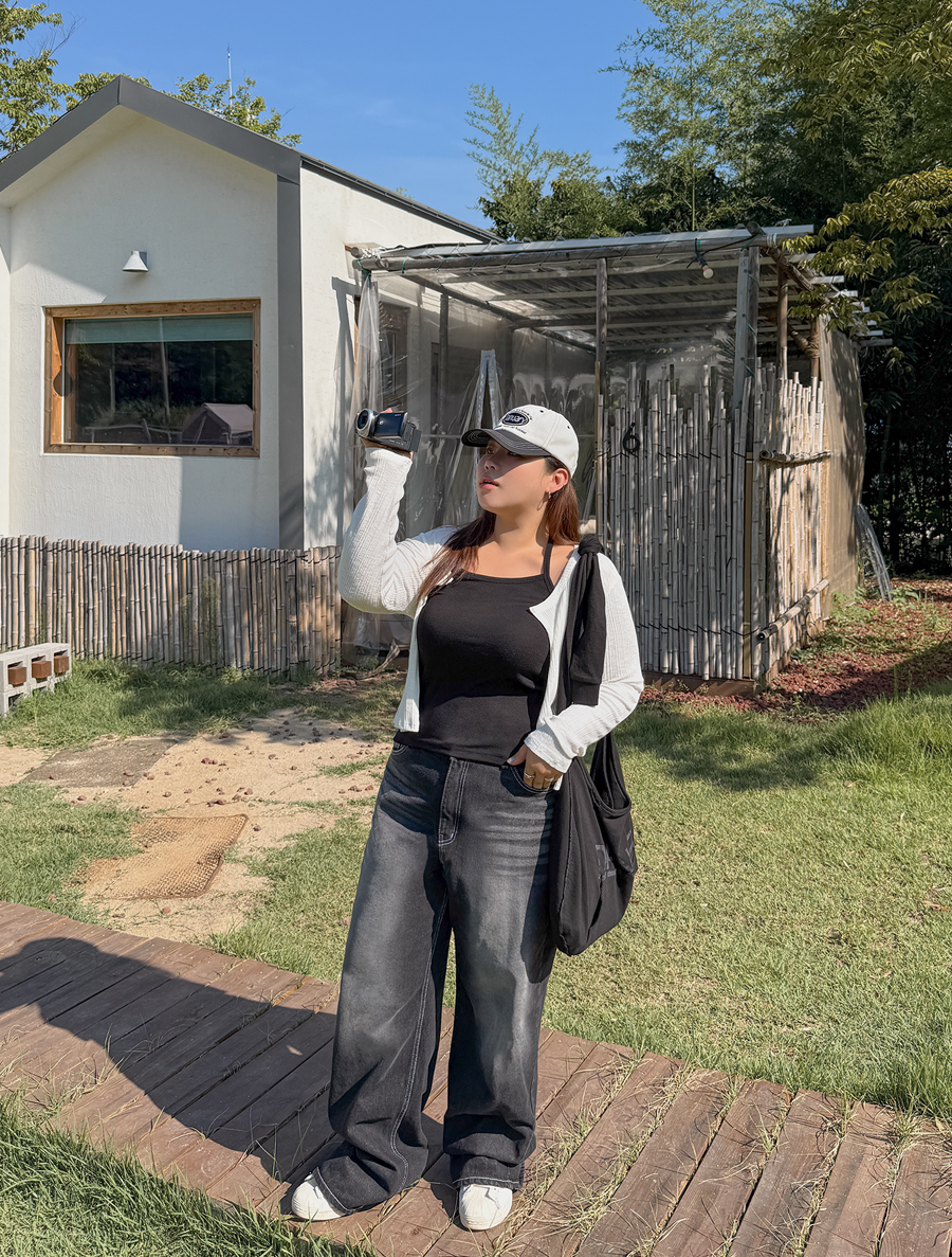 トニフステッチワイドロングデニム