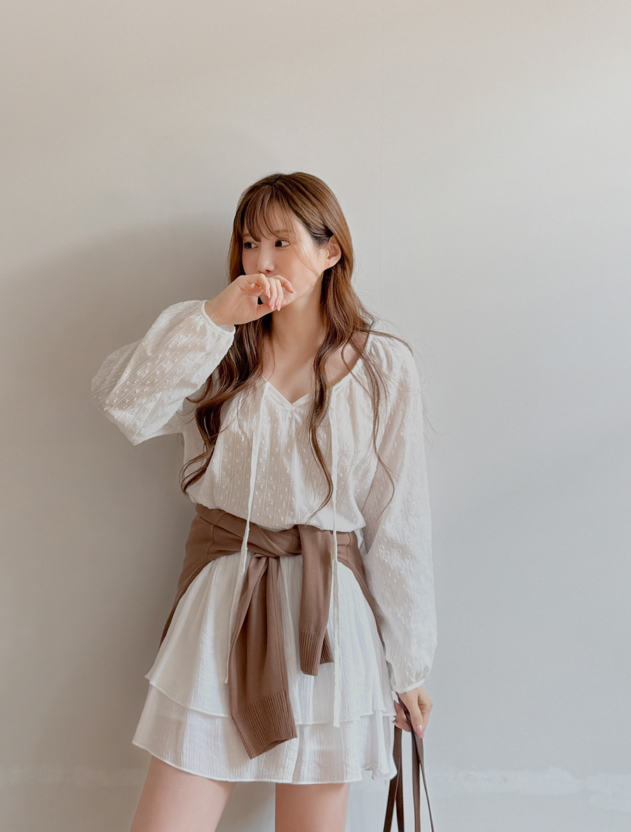 ハーモデュポップコーンリボンブラウス