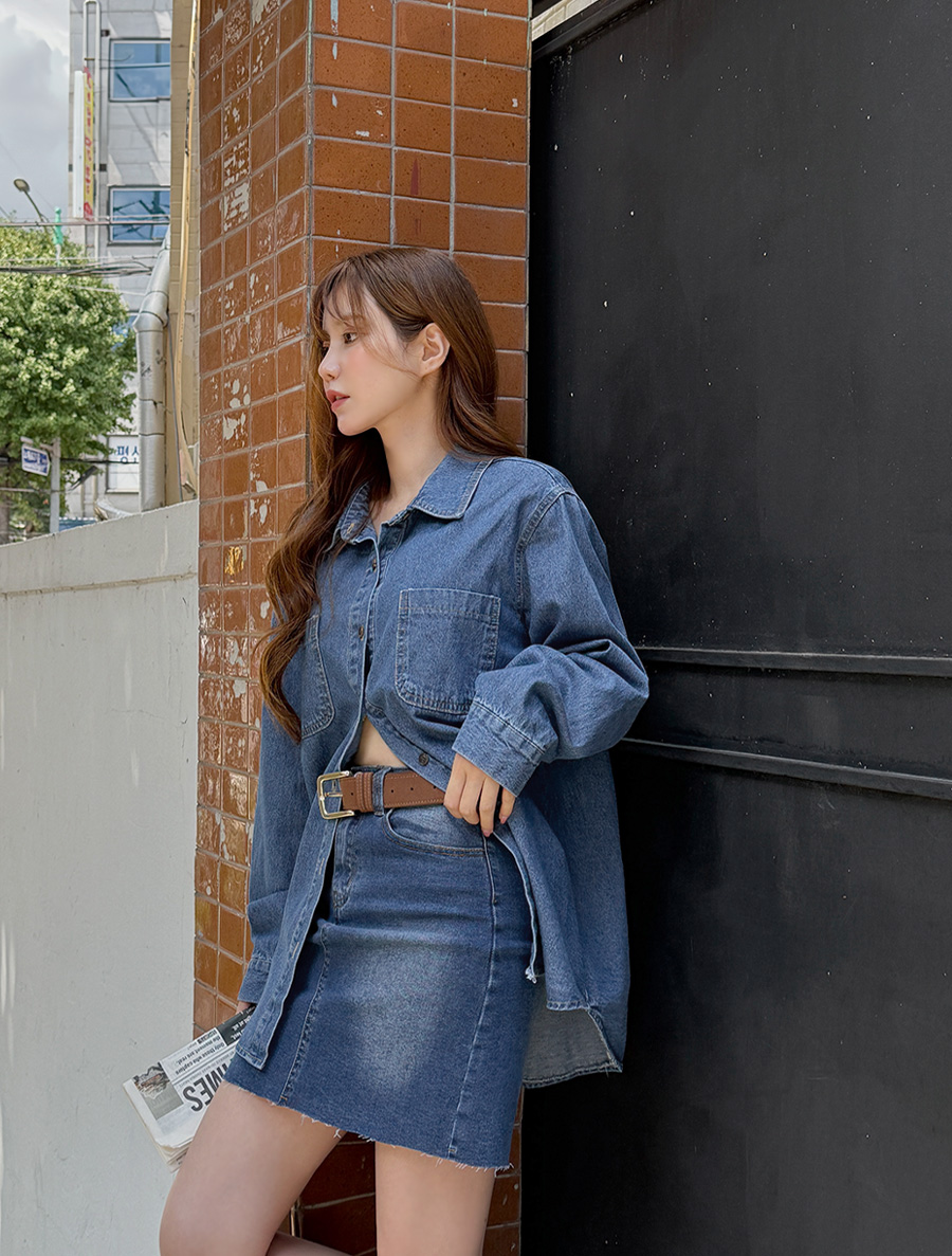 フィヘンコウォッシングカットデニムスカート