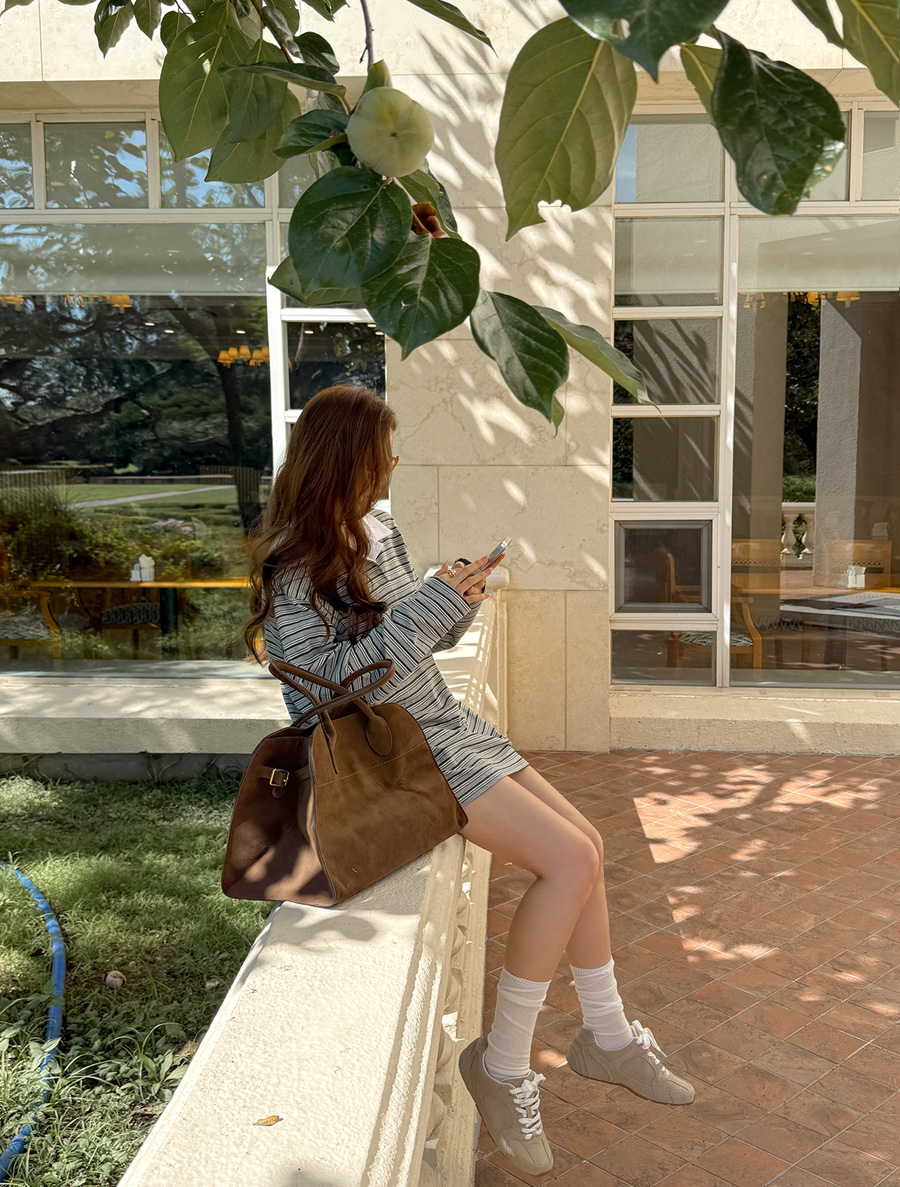 トロワスタイル配色 カラー ロングティーシャツ