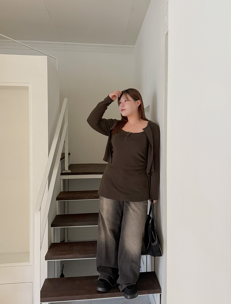 レクトマカーディガンアンバランスシャリングビスティエSET