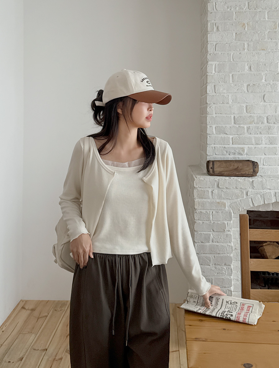 アネルトスリブリスワンボタンカーディガンSET