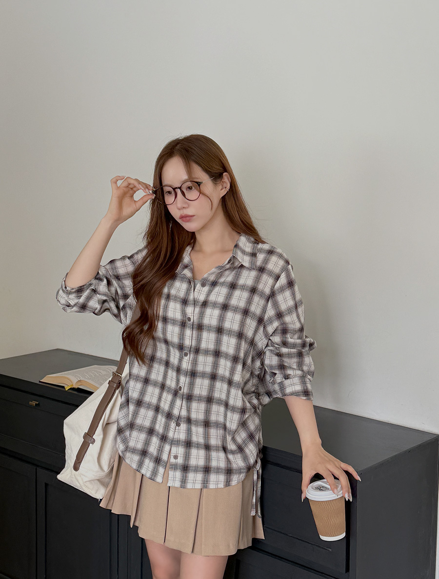 エルトスシャーリングリボンチェックシャツ