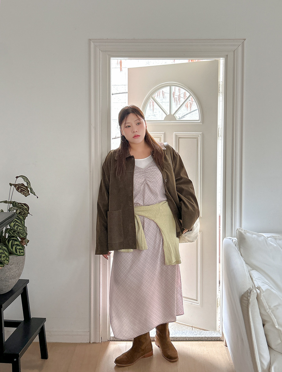 ディブレッシャーリングチェックビスティエロングワンピース