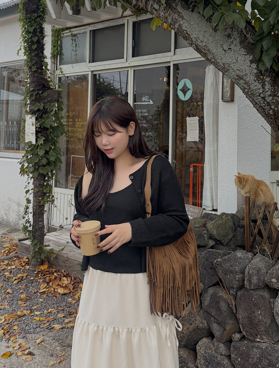 [EVELLET]セルルーニンメリノールニットスリブリスカーディガンSET