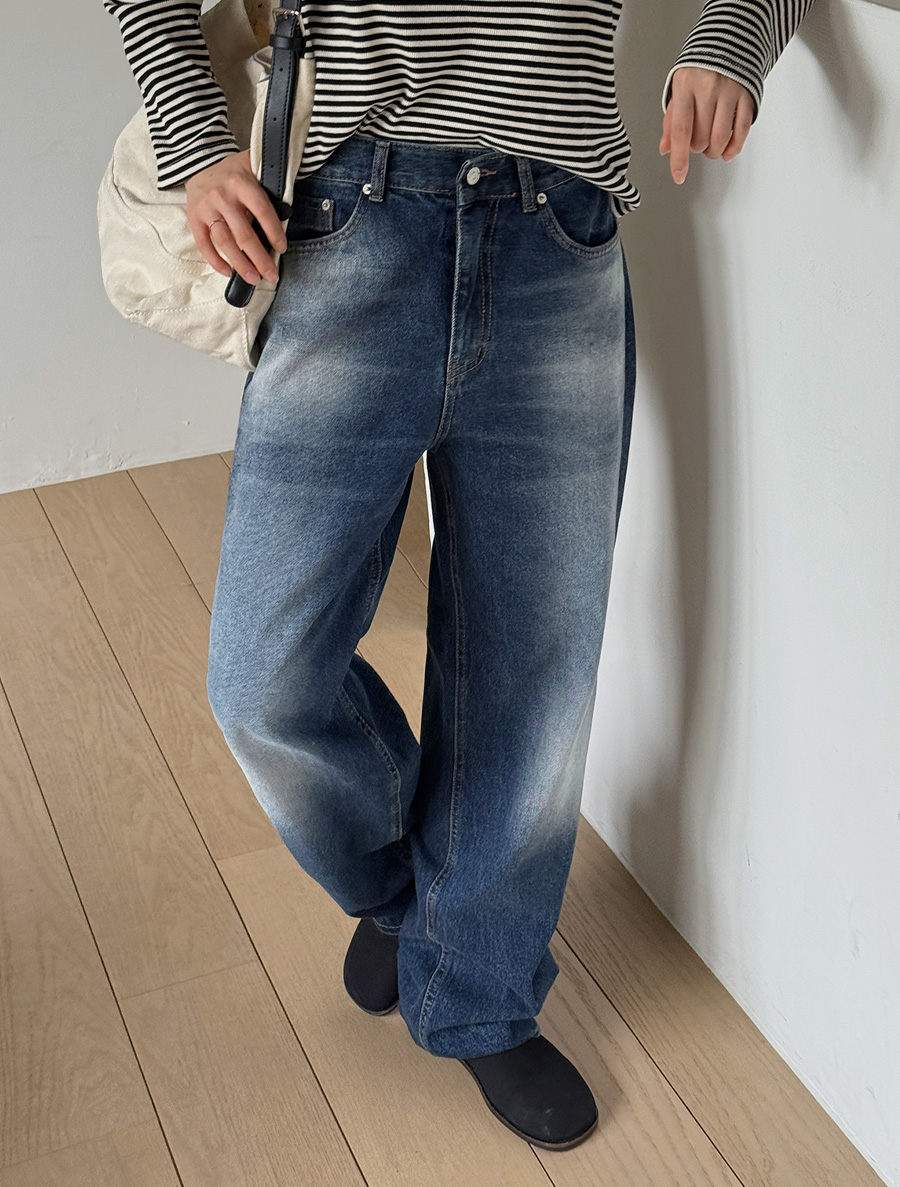 チレンフ ウォッシング ストレート ロングデニム