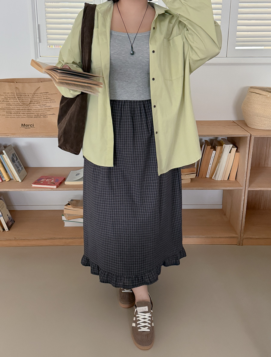ゲントア チェック フリル ロングスカート