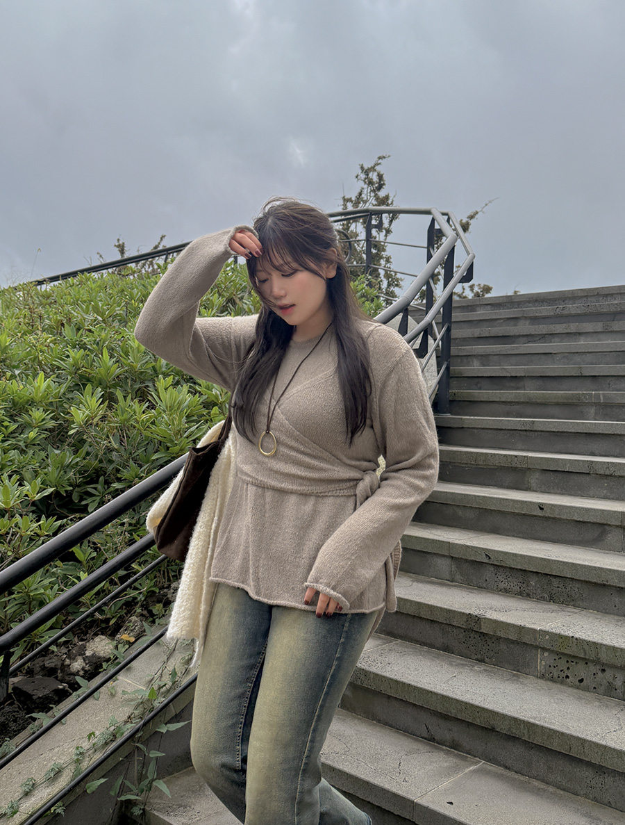 [EVELLET]スローニングウールニットラプナシトップSET