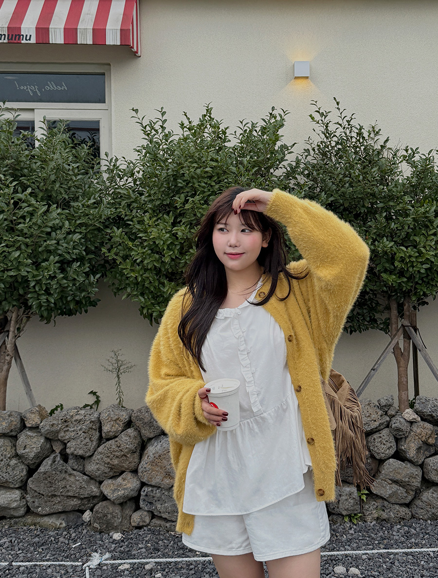 ヒズメンミンクウイングニットカーディガン