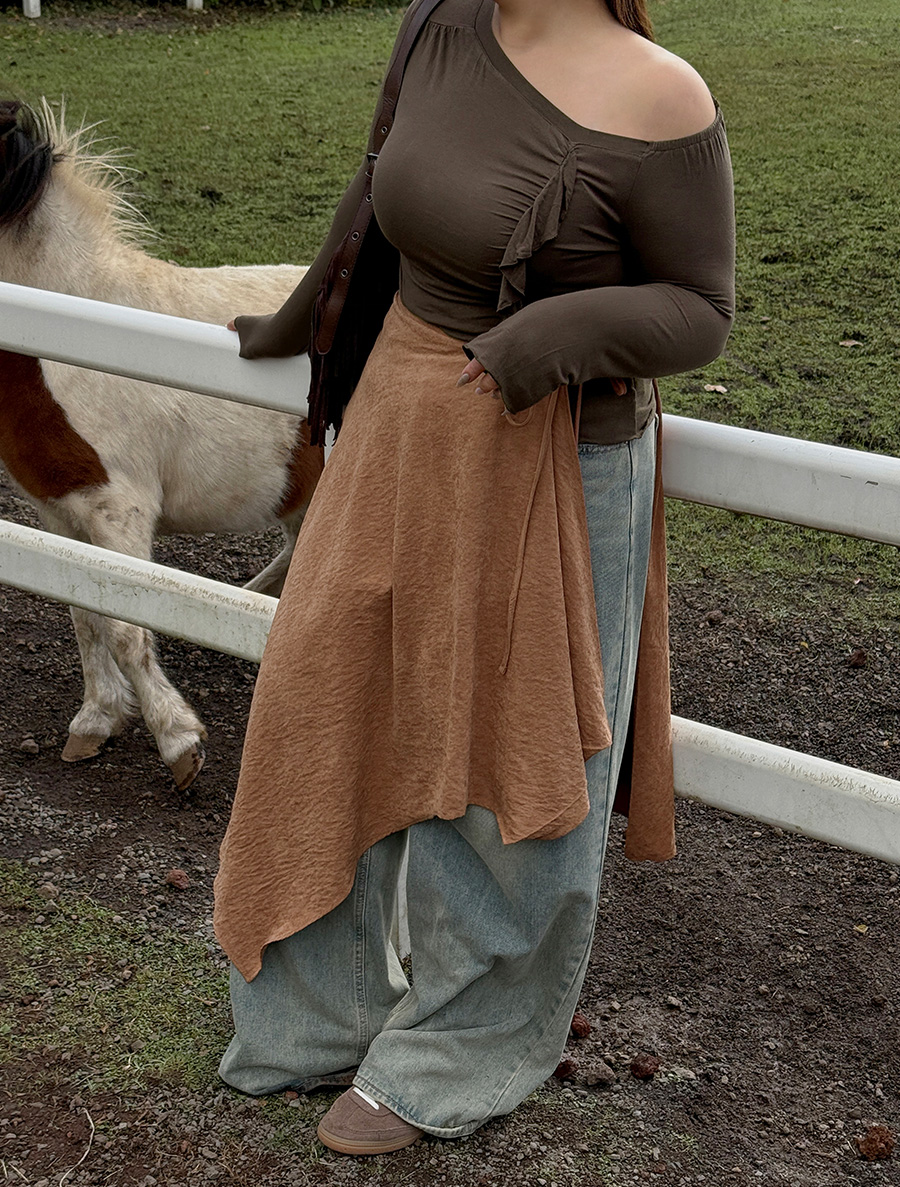 ベインニュースエードアンバランスバランスラップレイヤードスカート