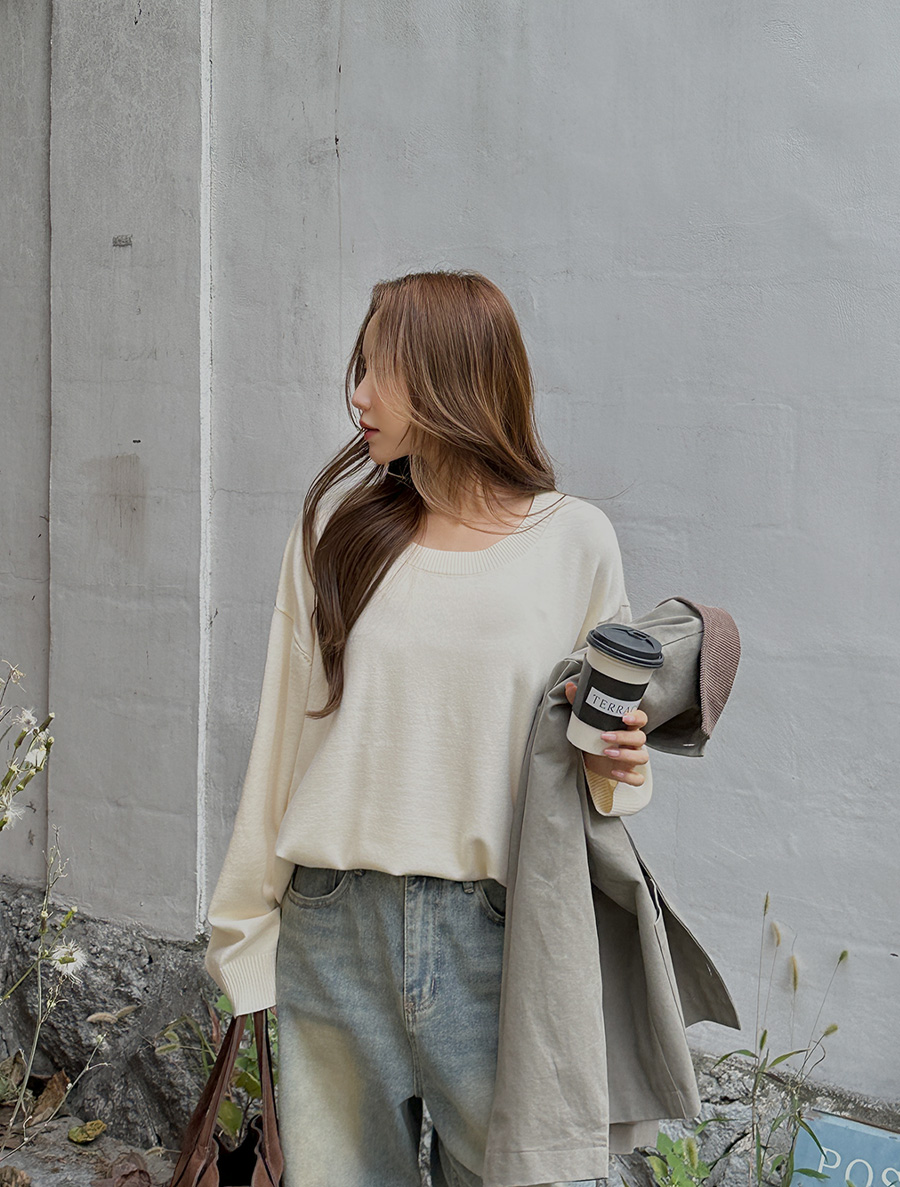 レアントビスコースラウンドニット