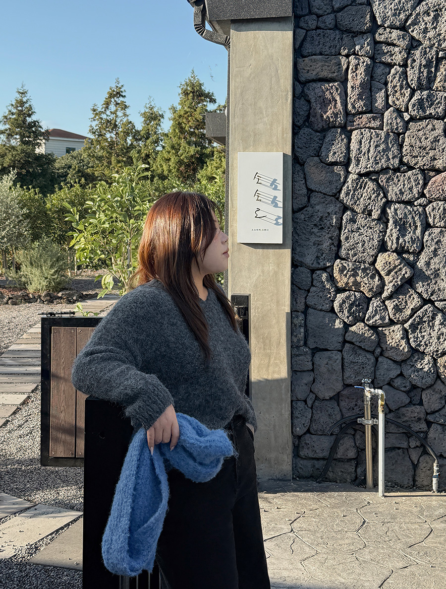 リュエブンVネックモヘアウールニット