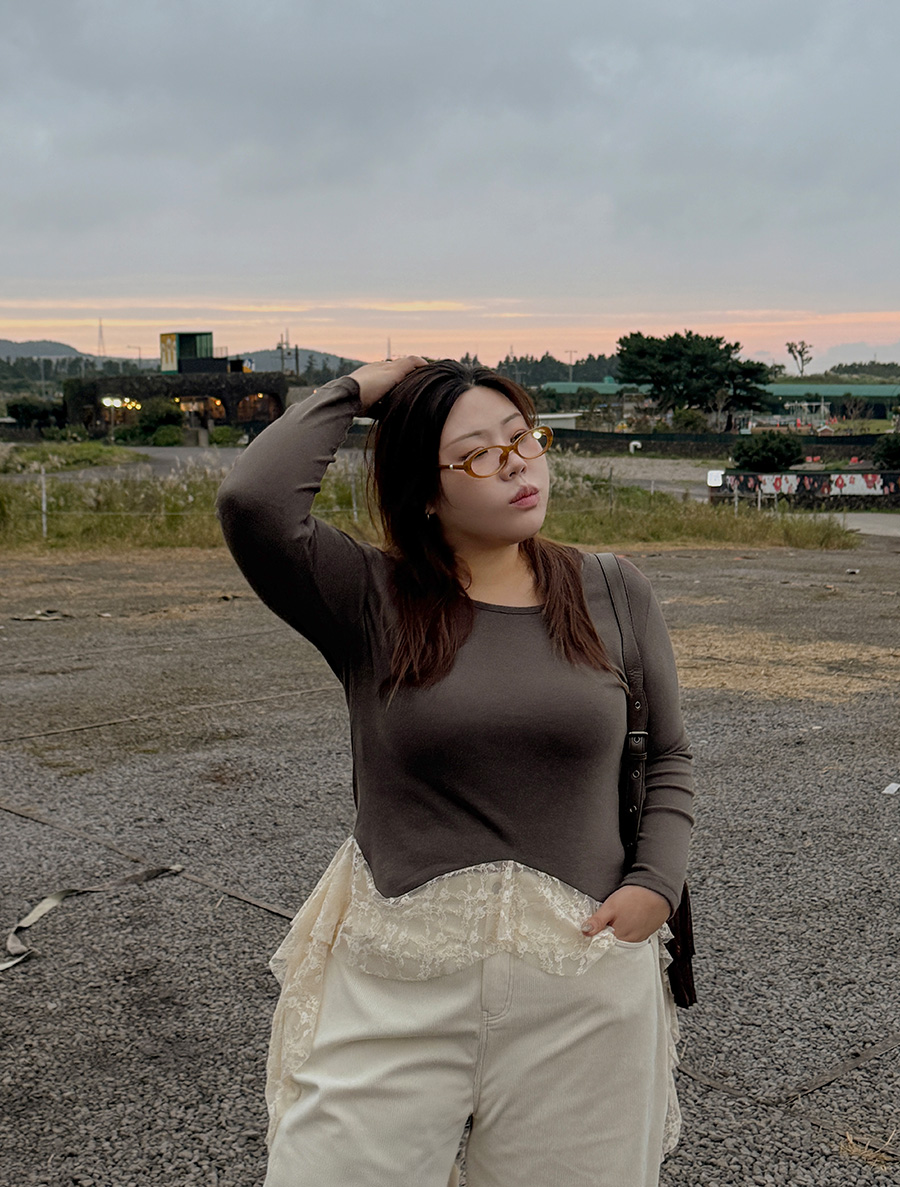 ボンティエン レース フリルティーシャツ