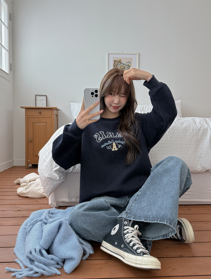 ラドミュー起毛刺繍レタリングカットソー